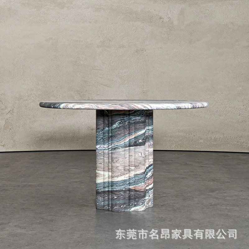 Natural Marble Dining Table Round Table Light Luxury Minimalist Restaurant Round High-End Living Room Home Dining Table