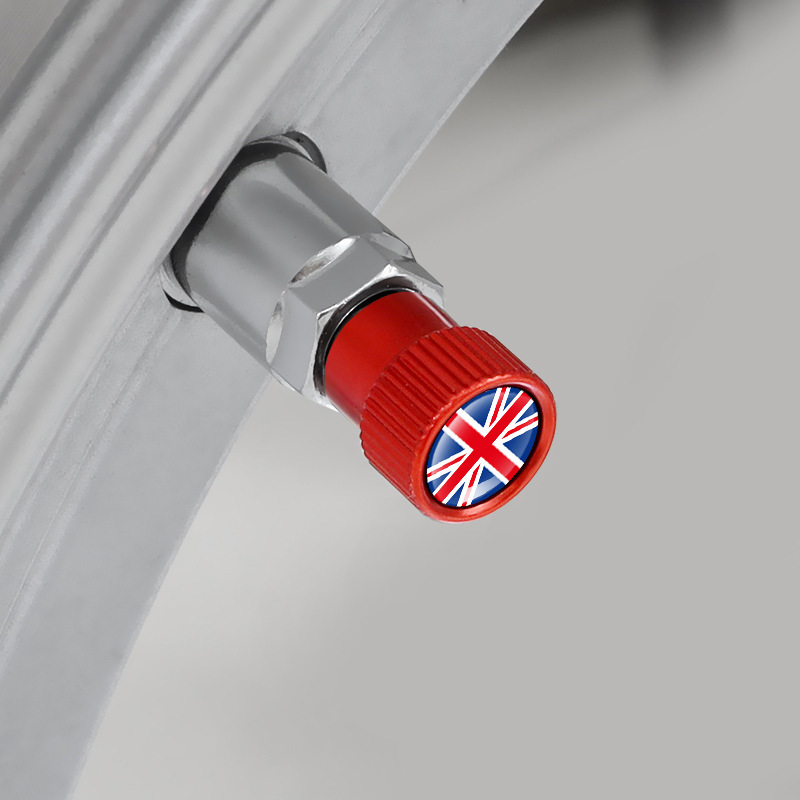 Cross-border car exterior aluminum alloy British flag valve cap valve cap creative air nozzle cover car exterior