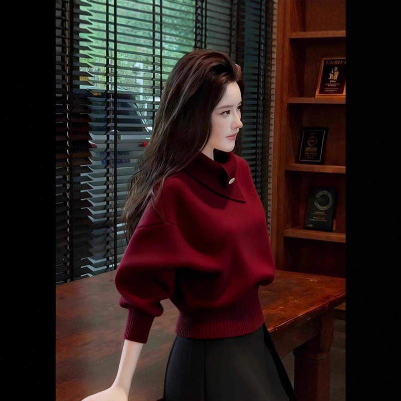 2025 Autumn/Winter Korean Style High-Quality Old Money Style Mature Design Soft and Cozy Lazy Orange High-Neck Knitted Sweater for Women 2025 Autumn/Winter Korean Style High-Quality Old Money Style Mature Design Soft and Cozy Lazy Orange High-Neck Knitted Sweater for Women