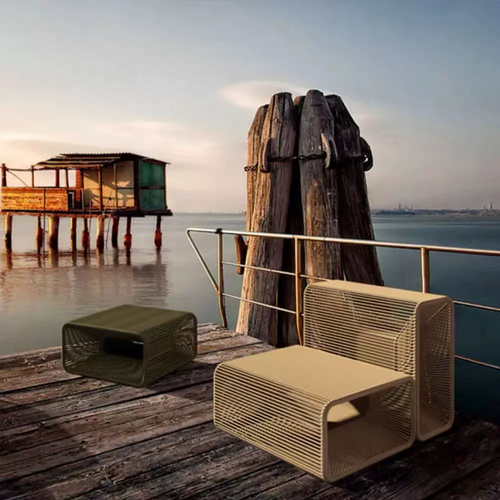 藤编户外沙发庭院酒店花园别墅设计师脚踏懒人椅防水防晒组合家具