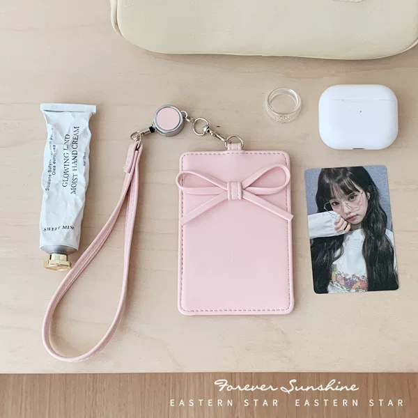 Bowknot Retractable Card Holder~Metal Lanyard Retractable Buckle School Id Retractable Cord Card Holder Japanese Style in Stock