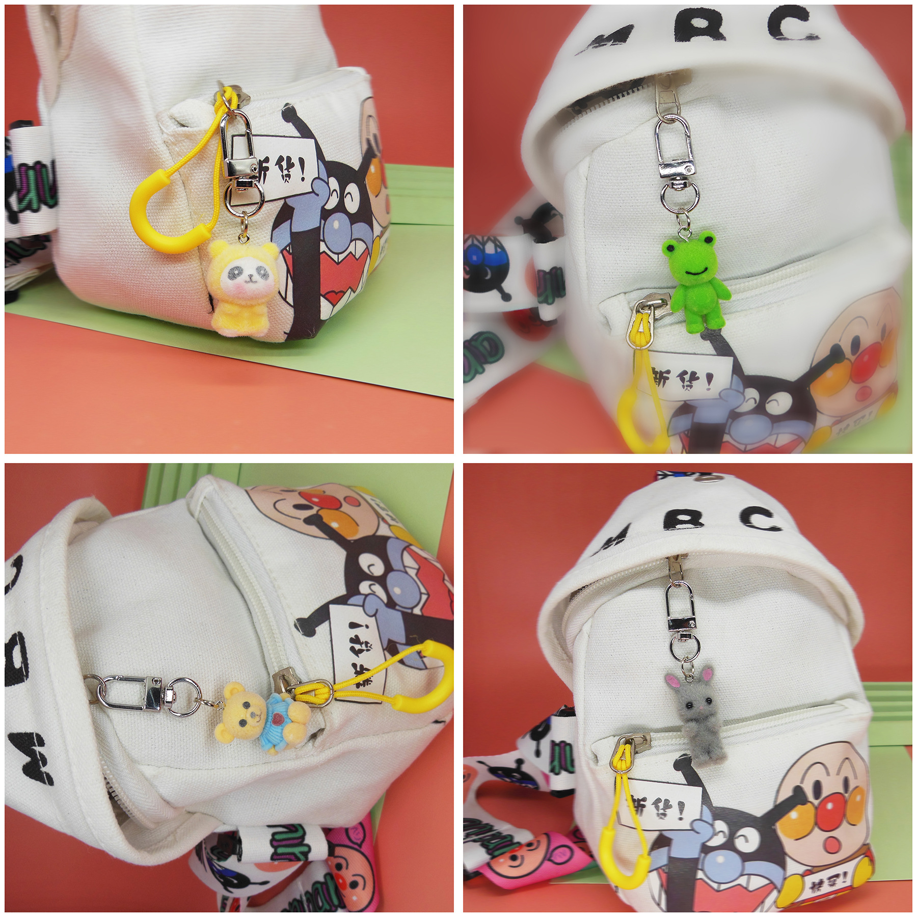 (2개) 국경을 넘나 드는 인형 키 체인 펜던트 봉제 개구리 토끼 곰 동물 귀여운 애완 동물 가방 매달려 보석 펜던트