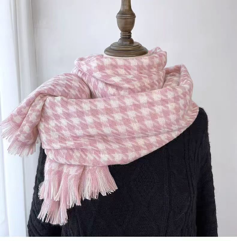 Invierno nuevo bufandas a cuadros de cachemira suave pegajosa flange collar retro grueso calentamiento al por mayor