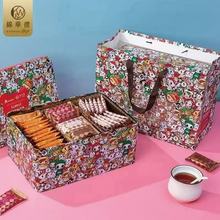 批发休闲零食 锦华趣味宝盒双层装西饼蛋卷礼盒765g配礼盒袋