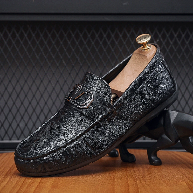 Мужские лоферы 2024, осенние повседневные кожаные туфли с мягкой подошвой, слипоны, мужские туфли-лоферы для ленивых, дышащие, для трансграничной торговли