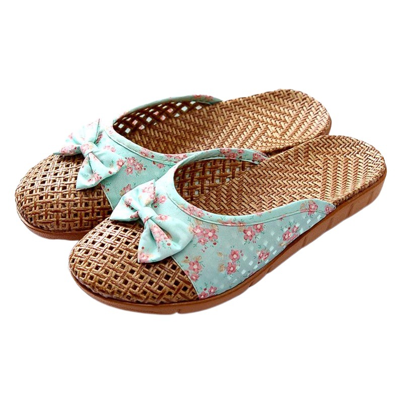 Hierba de verano pareja zapatillas Casa de los hombres interior antideslizante piso inferior grueso zapatillas de lino Casa de las mujeres