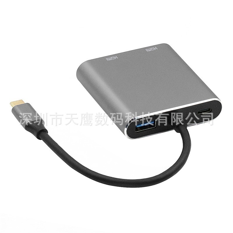 TYPE-C to hdmi 4 in 1 hdmi + hdmi + type-c + usb3.0拡張ドック|undefined