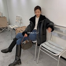 杨幂同款皮毛一体羊羔毛皮草外套女中长款廓形羊剪绒冬季大衣