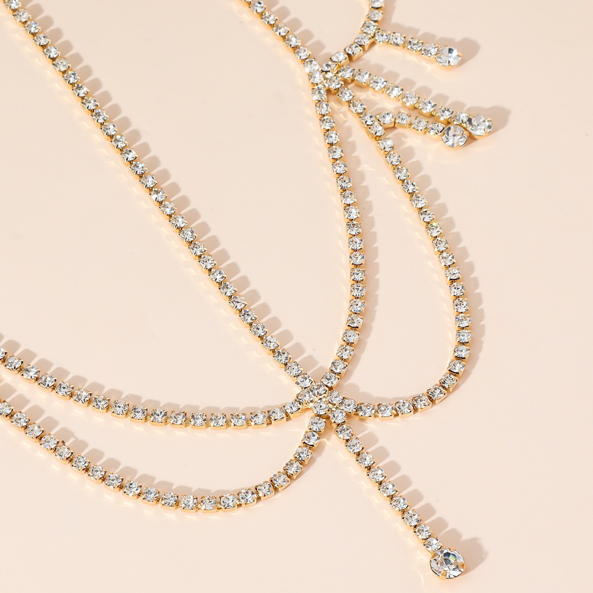 Europa y América nueva cadena del pelo de la borla del diamante exagerada elegante alto sentido frente cadena luz lujo elegante rhinestone accesorios para el cabello