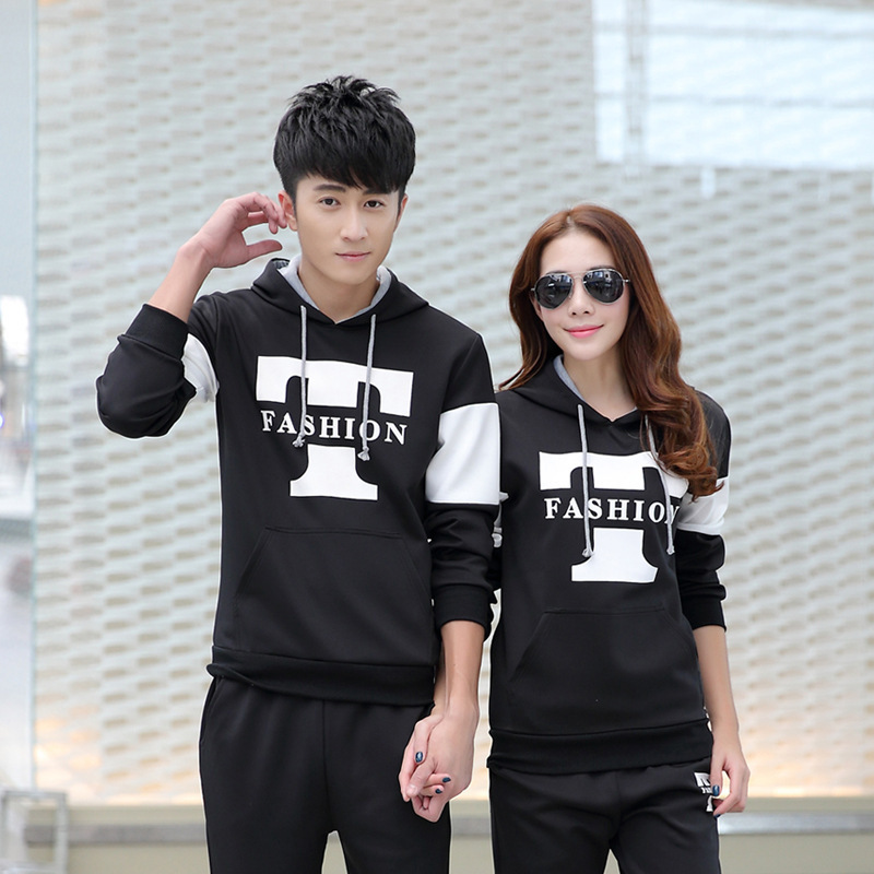Couple's Sports Sweatshirt Set, Unisex, Spring and Autumn, Youth Vest, Hooded Casual Sportswear Two-Piece Set, Trendy Couple's Sports Sweatshirt Set, Unisex, Spring and Autumn, Youth Vest, Hooded Casual Sportswear Two-Piece Set, Trendy