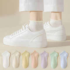 Women's Crew Socks for Spring and Summer, Thin Japanese Style with Turned Edge, Solid Color, Breathable, Non-Slip, Summer Socks for Ladies and Students, Fashion Trend Socks