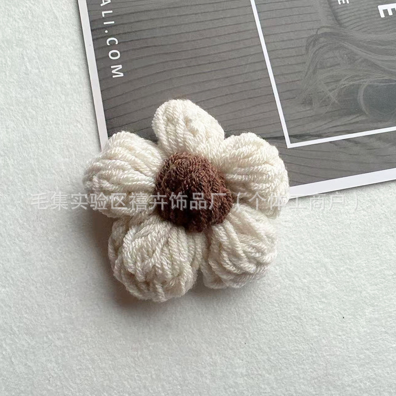 7cm ダブルラインビッグパフフラワーハンドフックウールフラワー五弁花 DIY 胸花ヘアピン衣類アクセサリーアクセサリー|undefined