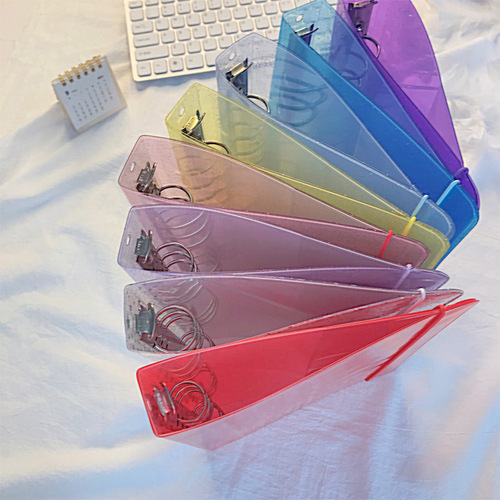 Ins style creative PP strap hand ledger color transparent pvc cover student notebook simple a5 loose-leaf book