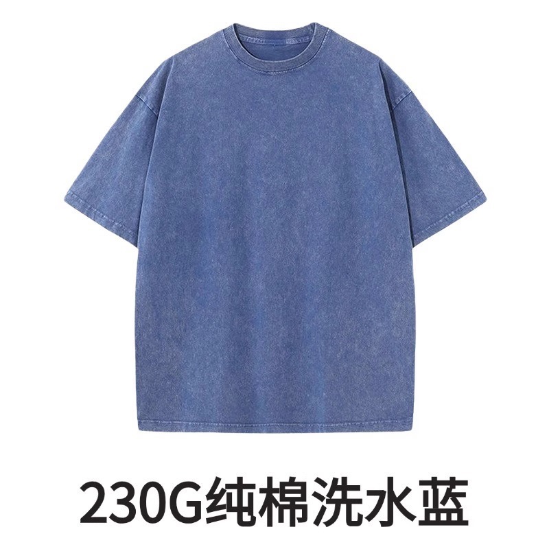 230g lavado retro vieja camiseta venta directa de fábrica código de belleza transfronterizo camiseta de hombro caído de algodón de manga corta