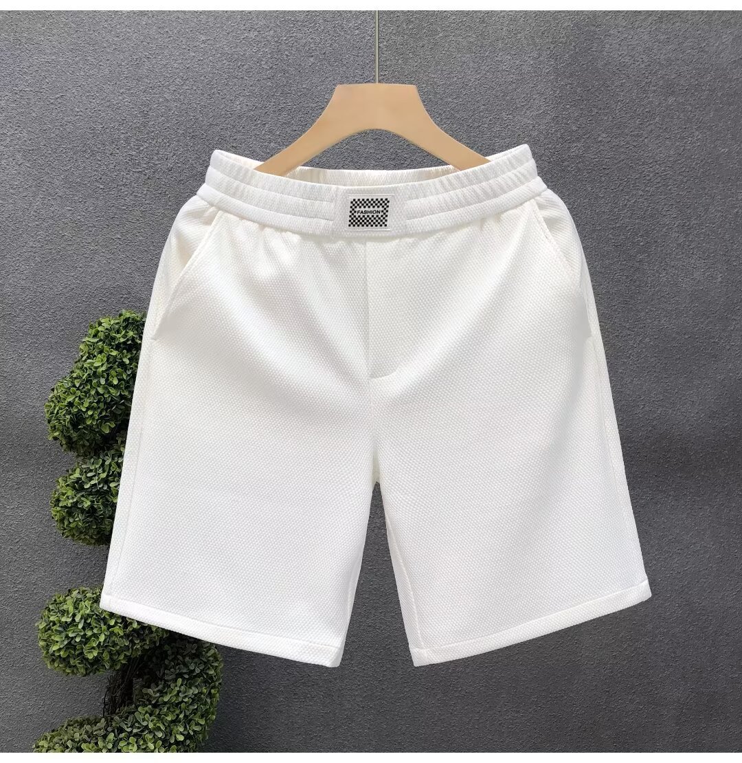Luxury White Men's Casual Sports Shorts Trendy Brand Five Point Pants Summer Bottoms for Men_viptrois.com