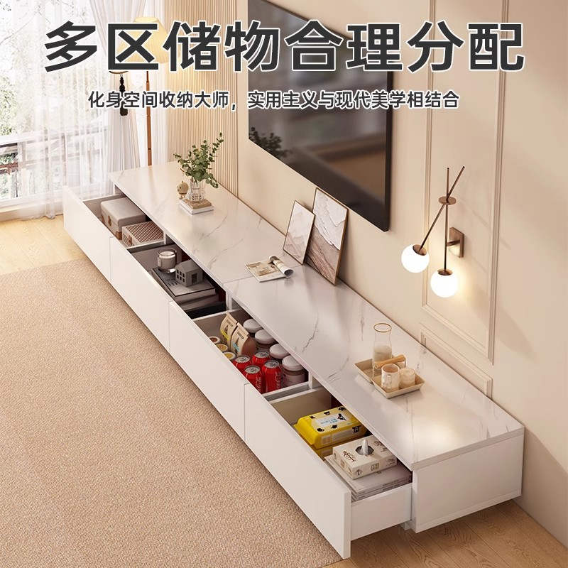 Mueble de TV, sala de estar, hogar, apartamento pequeño moderno y simple, nuevo almacenamiento de piso a techo, mesa de centro integrada, gabinete de TV