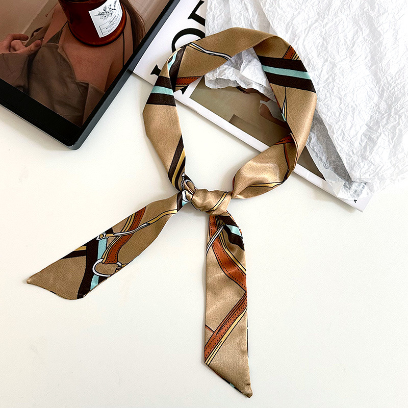 Pañuelo de seda largo, decoración de moda avanzada coreana, bufanda pequeña, bolsa de toalla de seda para mujer, cinturón de envoltura, turbante multiusos, cinturón para el cabello
