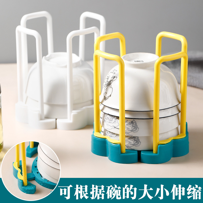 Rotating retractable dish rack kitchen rack plastic drain rack stove countertop small bowl storage rack