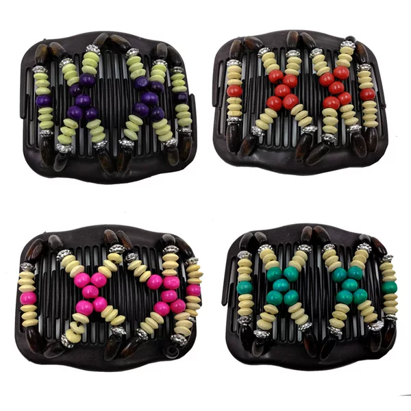 Cr23 European and American Fashionable and Exquisite Hair Combs, Magic Versatile Hair Clips, Wooden Bead Hair Combs, Factory Ready Stock Supply, 4 Colors