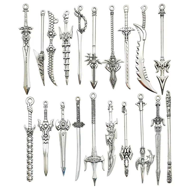 Metal sword, pendant, accessory with accessories, DIY