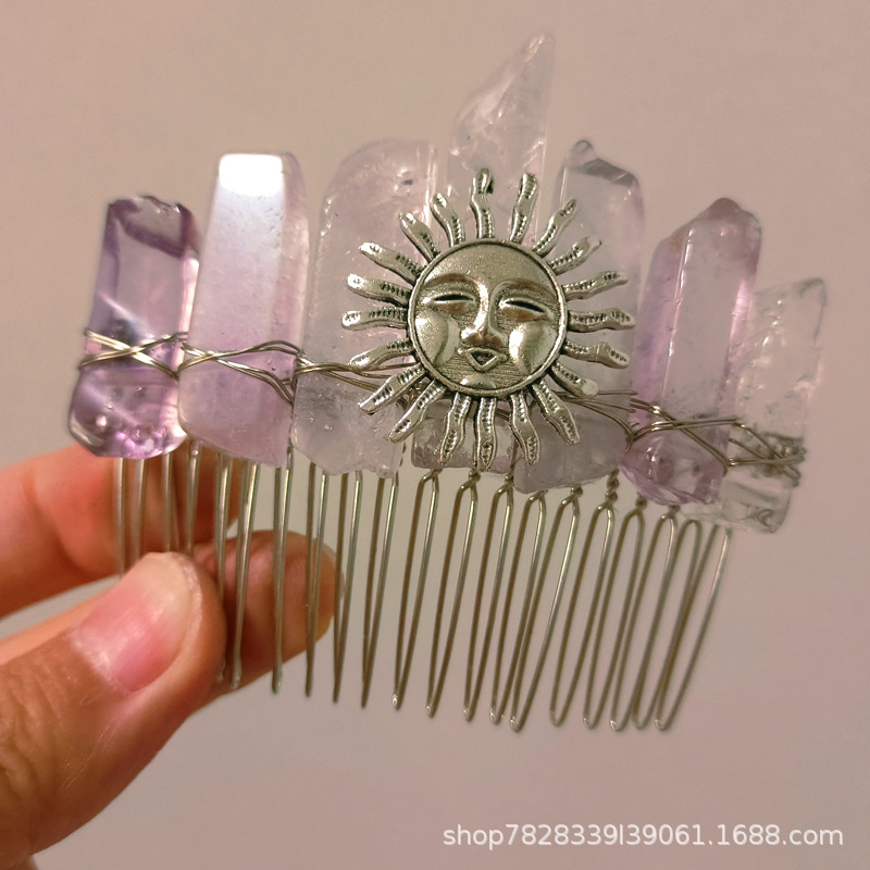 라이트 퍼플 실버 라인 실버 머리 빗 실버 스마일