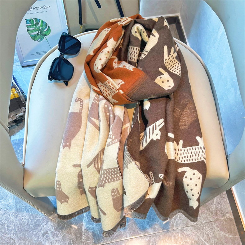 Autunno e inverno nuovo gatto colorato carino ragazza studentessa caldo scialle sciarpa di alta qualità grande 666_voghion.com