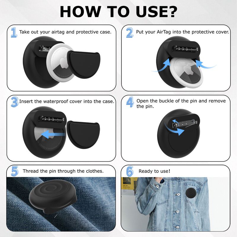 AirTag 保護カバー、Apple 紛失防止デバイス ロケーター、子供用ブローチ、防水エアタグ ピン保護カバーに適しています。|undefined