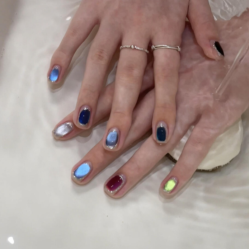 Dopamine Rainbow Glass Beads Cute Stereo Handmade Wearable Nails Natural Whitening Manicure Patches Fake Nails