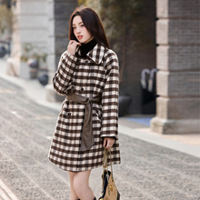 2025冬季新款简约时尚气质保暖拼接双面顺毛呢大衣送腰带HM8526