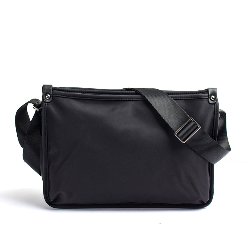 New Men's Bag Shoulder Bag Oxford Textile Crossbody Bag Black Capless Business Briefcase Casual Cloth Bag Horizontal Style