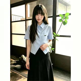 polo领短袖衬衫女2026夏季新款法式气质高级感设计感小众短款上衣