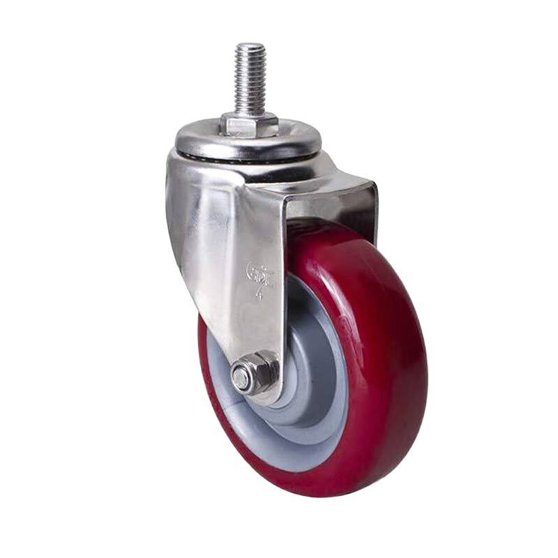Rueda Giratoria de Tornillo de Acero Inoxidable S54-85 de 3, 4 y 5 Pulgadas de Poliuretano con Freno image 6