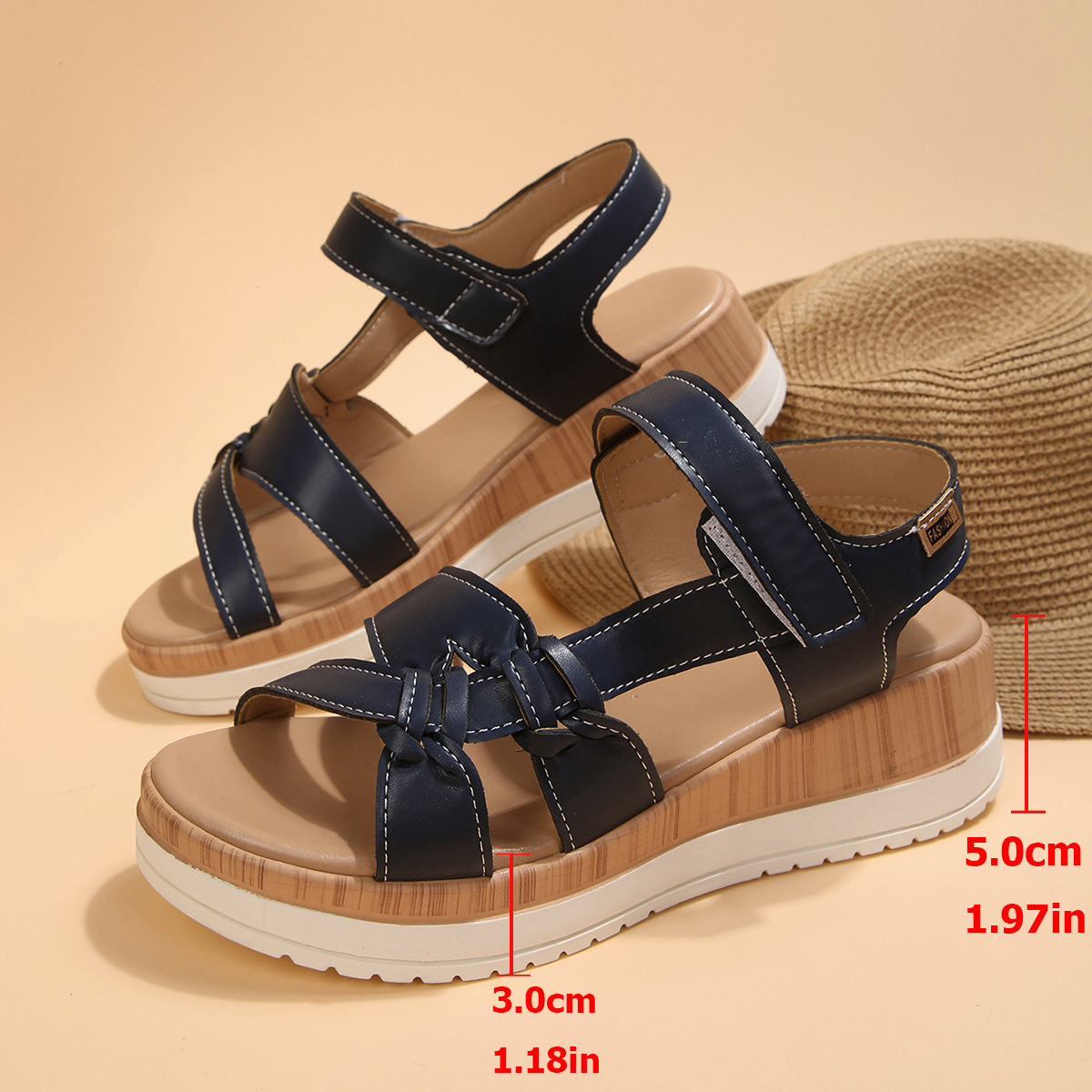 Women's Platform Wedge Sandals Comfort Velcro Cross Strap Shoes_voghion.com