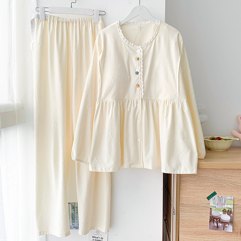 纯棉10A月子服春秋孕妇睡衣哺乳服夏孕期可调节家居服套装|undefined