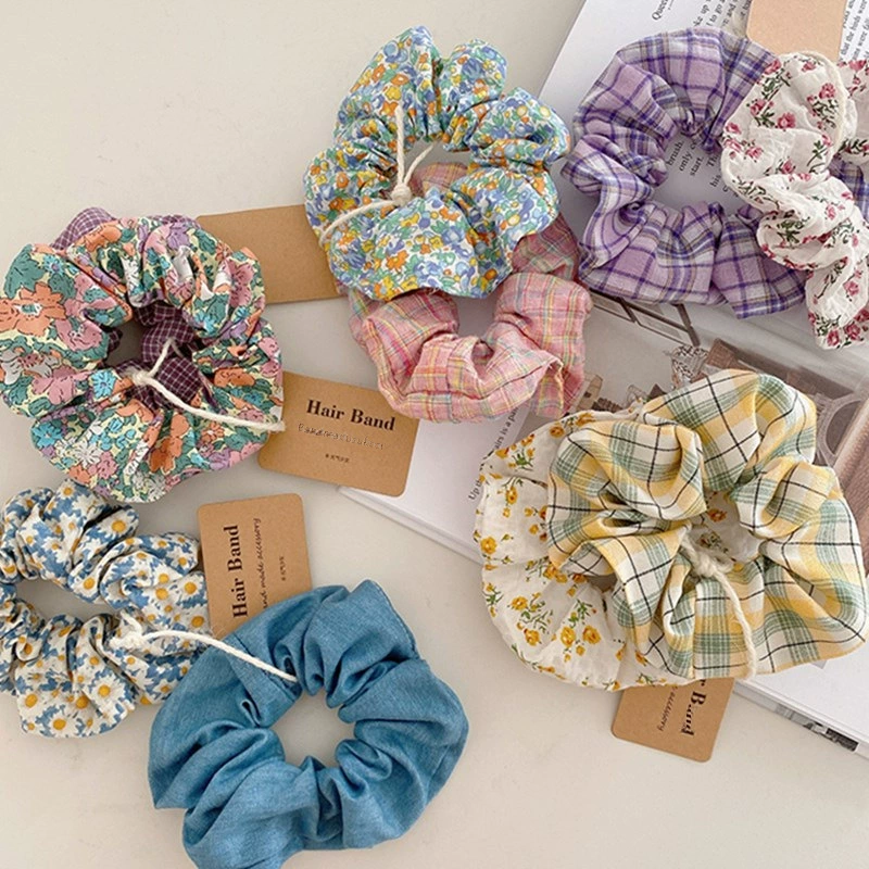 Retro universal hairgrip, hair rope, french style, floral print