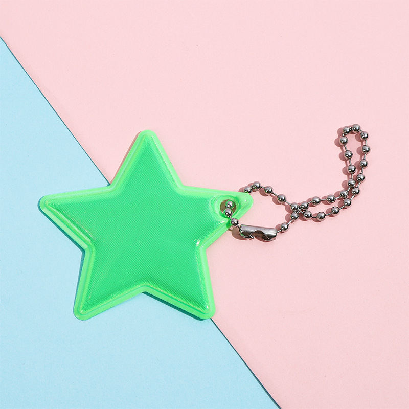 Llavero Colgante Reflectante de Estrella de PVC para Mochila Escolar y Ciclismo
