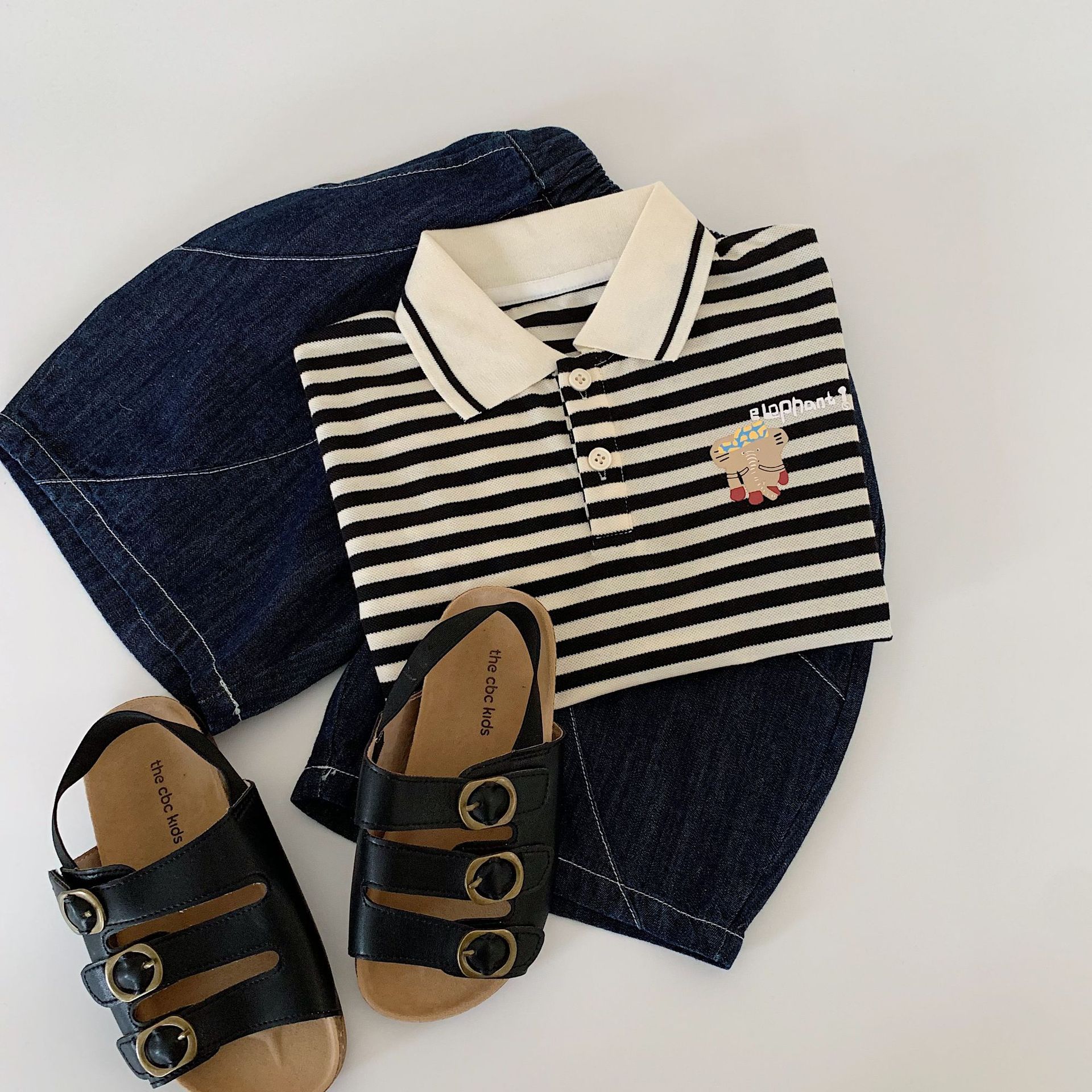 Camiseta de manga corta para niños Maibao 2025 verano nuevo estilo coreano para niños y niñas camisa POLO a rayas estilo occidental verano para bebés t