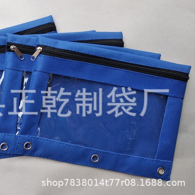 Estuche para lápices de tela Oxford 600D con tres compartimentos, bolsa para documentos de PVC, artículos de papelería transfronterizos