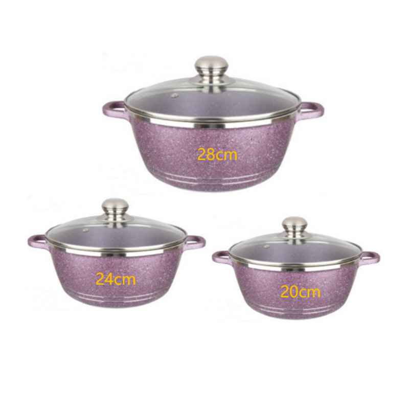 Juego de ollas de aleación de aluminio, juego de ollas para sopa, olla de piedra maifan antiadherente, suministro exclusivo transfronterizo, venta al por mayor del mismo modelo dessinipotset