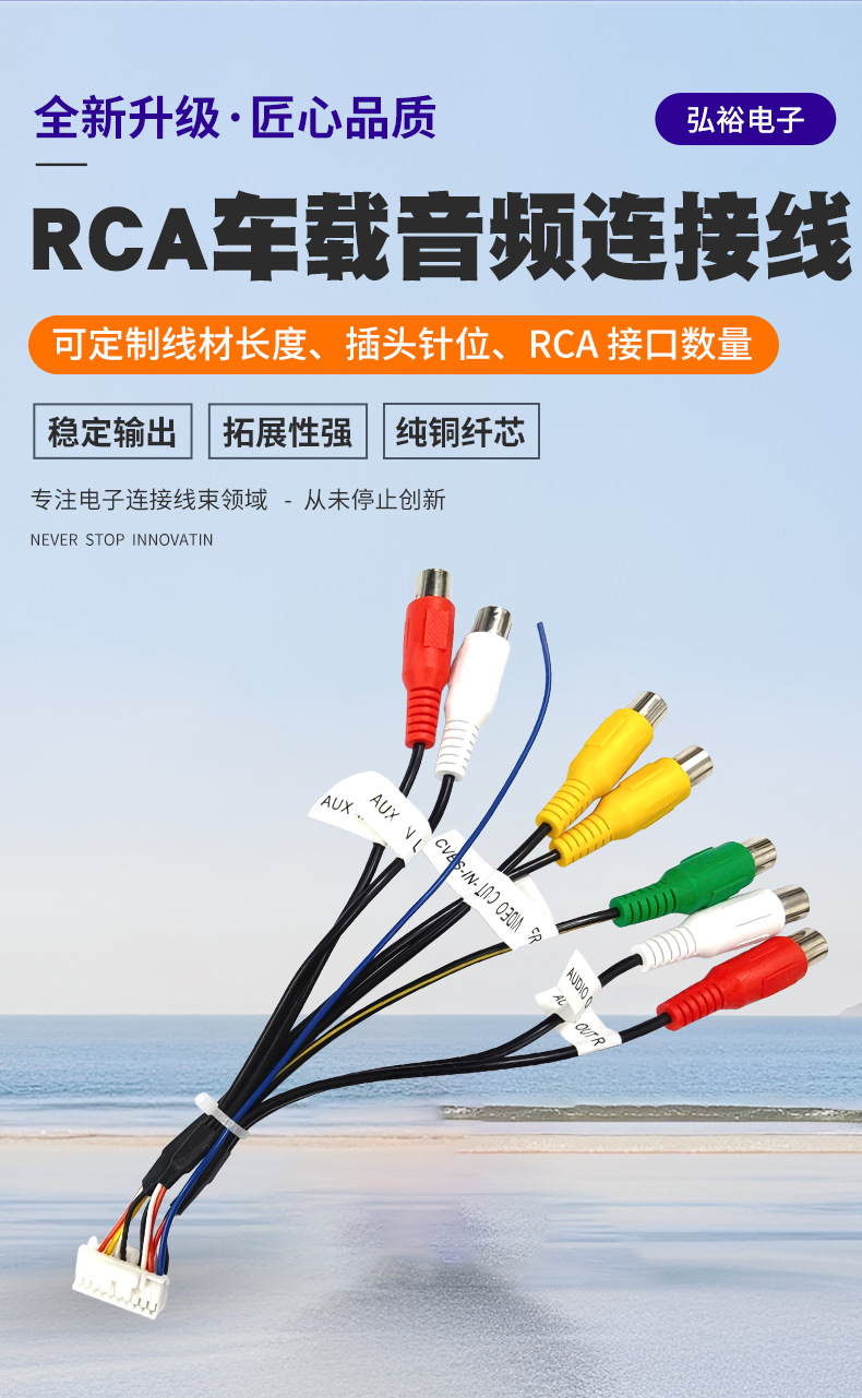 Palmcom Public Version Solution for Car Android Large Screen Navigation 20-Pin Plug 7-Head 4-Head Rca Audio Connection Cable