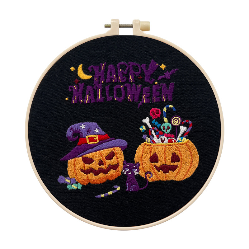 Lu Xiu bordado hecho a mano paquete de material DIY calabaza de Halloween colgando pintura regalo creativo de los niños transfronteriza Inglés pintura colgante
