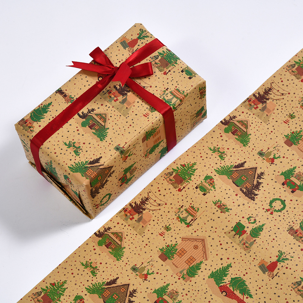 Christmas Cute Christmas Tree Snowman Elk Kraft Paper Family Gathering Party Gift Wrapping Supplies display picture 4