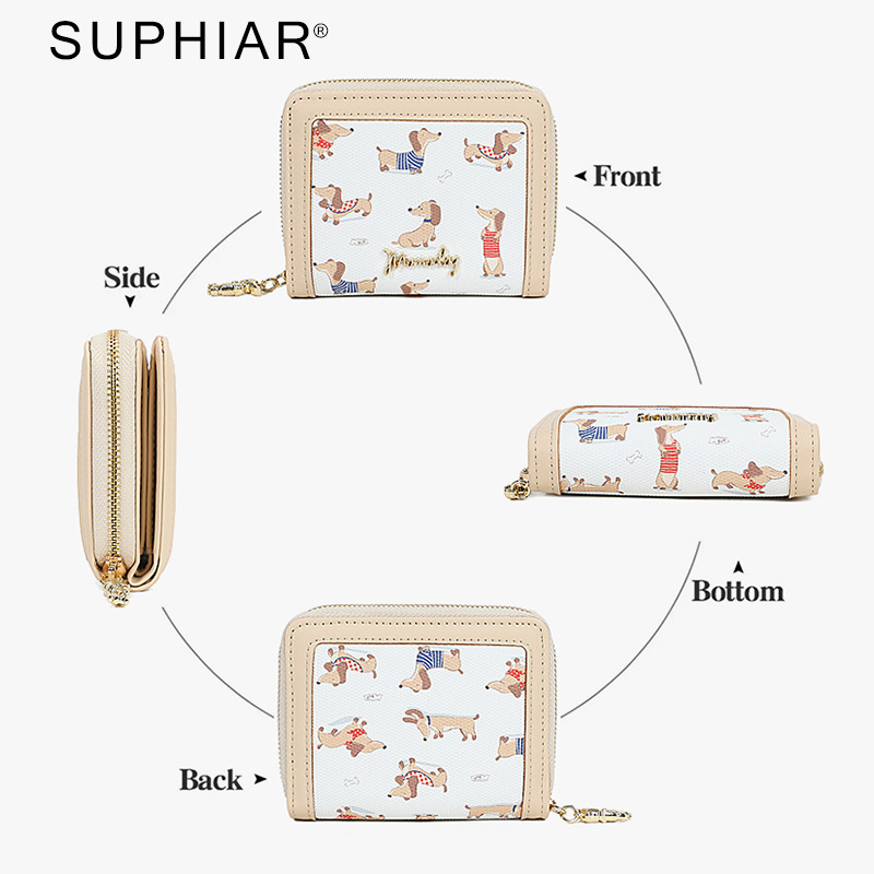Monedero corto multifuncional de estilo coreano para comercio exterior, tarjetero todo en uno, nuevo monedero con cremallera y dibujos animados de cachorros para mujer