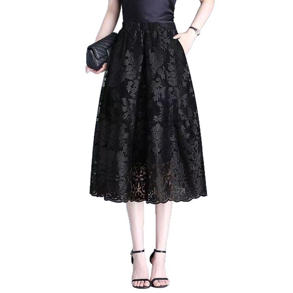 Lace summer pleated skirt