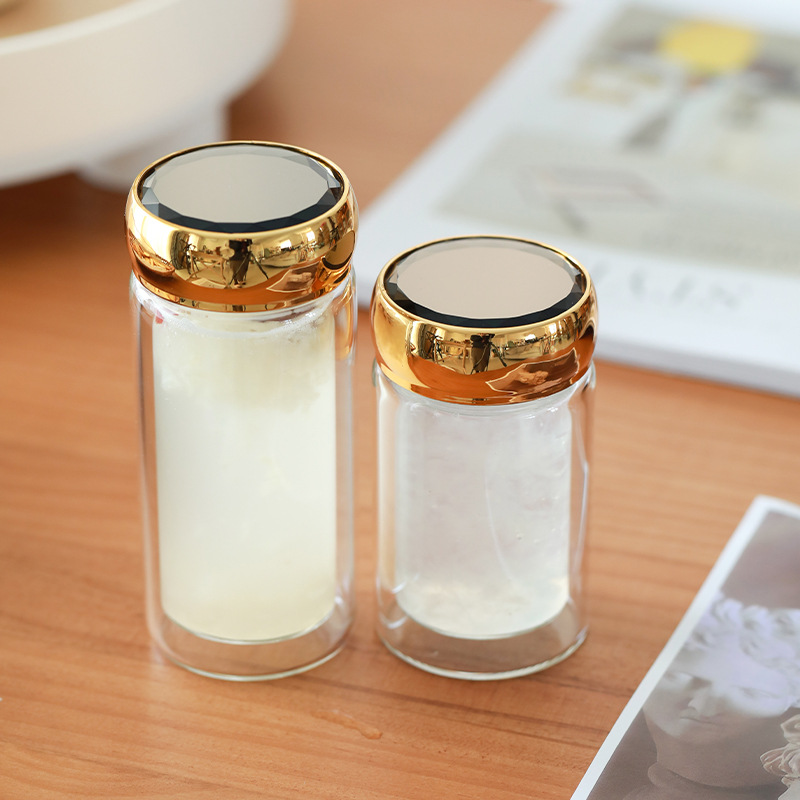 高硼硅双层玻璃瓶透明鲜炖桃胶厨房家用燕窝银耳分装空瓶现货批发