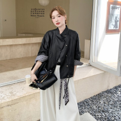 小个子立领皮衣外套女酷飒风2025秋新款港风复古高级感短款皮夹克