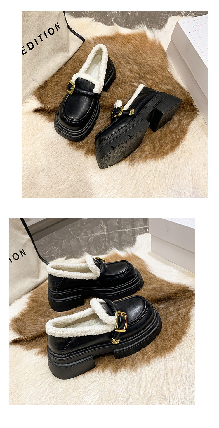 Damen Loafer Mit Plateausohle Und Plüschfutter Retro Winter Schuhe_voghion.com