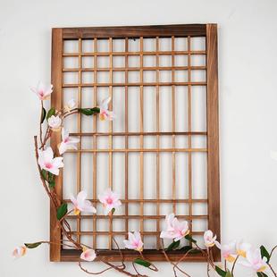Japanese-Korean Style Retro Wooden Grid Flower Window Kindergarten Plant Corner Wall Decoration Wooden Fence Garden Courtyard Wooden Fence