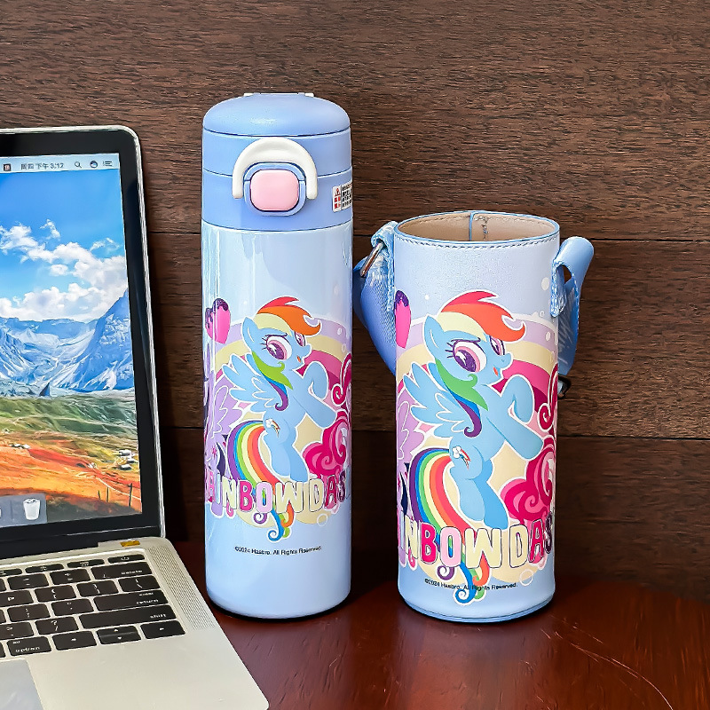 Pony Baoli Taza de calor para niños de grado alimenticio para niñas 316 taza de agua de paja para estudiantes de primaria para la escuela especial olla de doble propósito