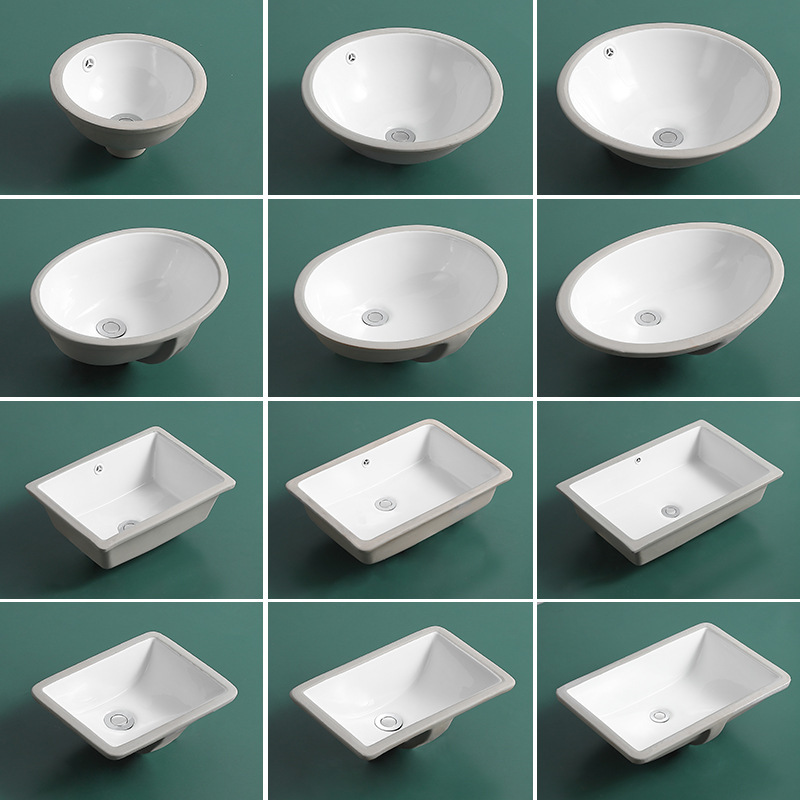 Embedded Square Oval Round Undercounter Basin Household Size and Size Wash Basin Wash Basin Balcony Ceramic Wash Basin